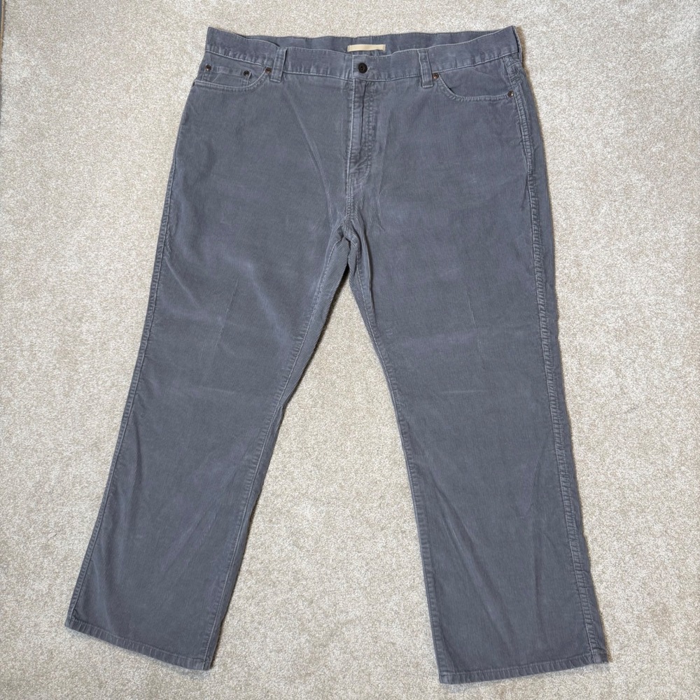 L.L. Bean Corduroy Pants Mens 42x29 Gray Standard Fit Straight Leg Cotton